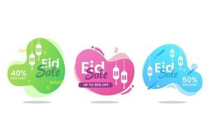 eid mubarak liquid sale banner set vector