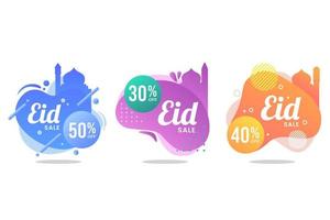 eid mubarak liquid sale banner set vector