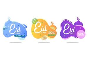 eid mubarak liquid sale banner set vector