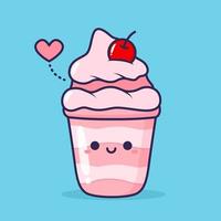 cute ice creams with expression vector