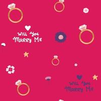 Seamless pattern with engagement rings and hearts. love , hearts hand drawing Vector background. suitable for valentine's day, wedding. packaging, paper, marriage proposal