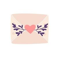Vector envelopes with pink heart Festive heart confetti. Valentine's day vector illustration for design.
