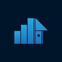 logotipo de gráfico de barras de inversión de propiedad de la casa. vector