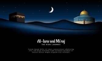 plantilla de diseño de fondo islámico. al-isra wal mi'raj significa el viaje nocturno del profeta muhammad. ilustración vectorial vector