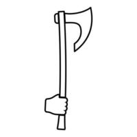 War axe in hand use arm poleaxe contour outline icon black color vector illustration flat style image