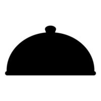 cloche plato para servir cubierta de restaurante cubierta de placa de cúpula para mantener la comida caliente tapa convexa exquisita presentación comida gourmet icono de concepto de catering ilustración de vector de color negro imagen de estilo plano