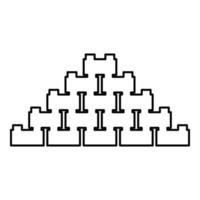 Pyramid of bricks contour outline icon black color vector illustration flat style image