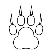 Print animal paw with claws Foot contour outline icon black color vector illustration flat style image