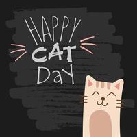 World Cat Day. Vector illustration. International holiday. Hug your cat, meow.