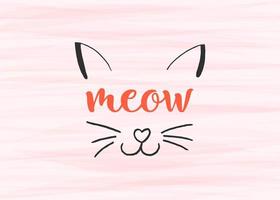 World Cat Day. International holiday. Vector illustration. Lettering on a pink background.