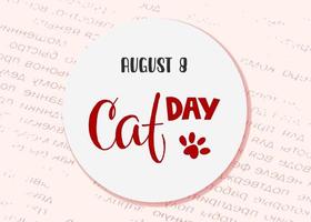 World Cat Day. International holiday. Vector illustration. Lettering on a pink background.