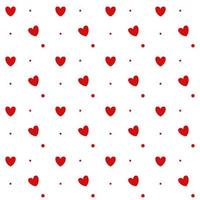 Romantic seamless pattern with a heart. Happy Valentine s Day. Red hearts and dots on a white background. vector