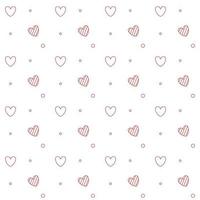 Romantic seamless pattern with a heart. Happy Valentine s Day. Red outline hearts and dots on a white background. vector