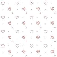 Romantic seamless pattern with a heart. Happy Valentine s Day. Red outline hearts and dots on a white background. vector