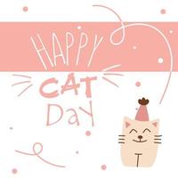 World Cat Day. Vector illustration. International holiday. Hug your cat, meow.