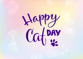 World Cat Day. International holiday. Vector illustration. Lettering on a blue and pink background.