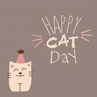 World Cat Day. Vector illustration. International holiday. Hug your cat, meow.