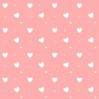 patrón romántico sin fisuras con un corazón. Feliz día de San Valentín. corazones blancos y puntos sobre un fondo rosa. vector