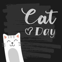 World Cat Day. Vector illustration. International holiday. Hug your cat, meow.