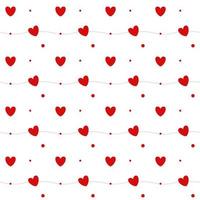 Romantic seamless pattern with a heart. Happy Valentine s Day. Red hearts, dots and lines on a white background. vector