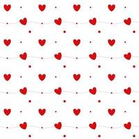 Romantic seamless pattern with a heart. Happy Valentine s Day. Red hearts, dots and lines on a white background. vector