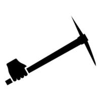 Pickaxe in hand tool in use Arm Digging and mining concept Industrial work Mattock quarry icon black color vector illustration flat style image