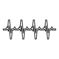 Pulse graph Heart beat Cardiogram rhythm graphic ecg Echocardiogram contour outline icon black color vector illustration flat style image