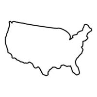 Map of America United Stated USA contour outline icon black color vector illustration flat style image
