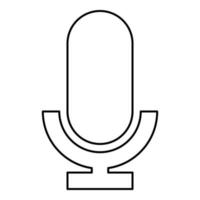Microphone contour outline icon black color vector illustration flat style image