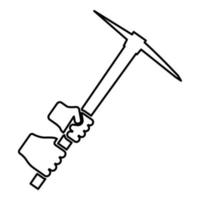 Mining pickaxe Mattock pick axe in hand contour outline icon black color vector illustration flat style image