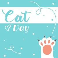 World Cat Day. Vector illustration. International holiday. Hug your cat, meow.