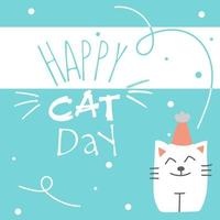 World Cat Day. Vector illustration. International holiday. Hug your cat, meow.