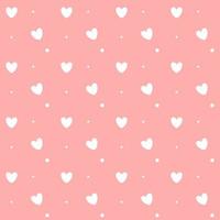 Romantic seamless pattern with a heart. Happy Valentine s Day. White hearts and dots on a pink background. vector