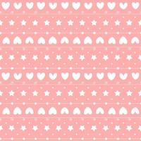 Romantic seamless pattern with a heart. Happy Valentine s Day. White hearts, dots and stars on a pink background. vector