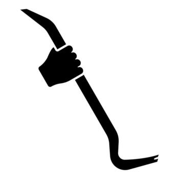 Crowbar in hand holding tool use Arm using Multifunctional utility bar icon black color vector illustration flat style image