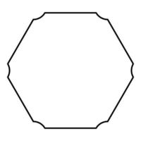 Hexagon banner hexagonal six rounded corner Blank mockup Empty template contour outline icon black color vector illustration flat style image