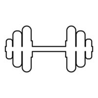 Dumbell Dumbbell disc weight training equipment contour outline icon black color vector illustration flat style image