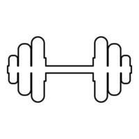 Dumbell Dumbbell disc weight training equipment contour outline icon black color vector illustration flat style image