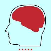 Head with brain it is color icon . vector