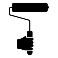 Paint roller in hand use tool arm icon black color vector illustration flat style image