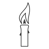 Candle with wax big flame contour outline icon black color vector illustration flat style image