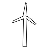 Wind generator contour outline icon black color vector illustration flat style image