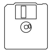 Diskette floppy disk storage concept contour outline icon black color vector illustration flat style image