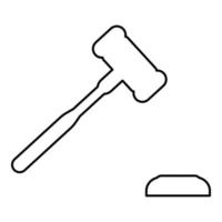Gavel Hammer judge and anvil auctioneer concept contour outline icon black color vector illustration flat style image