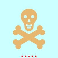 Skull and bones set it is color icon . vector