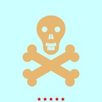 Skull and bones set it is color icon . vector