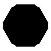 Hexagon banner hexagonal six rounded corner Blank mockup Empty template icon black color vector illustration flat style image