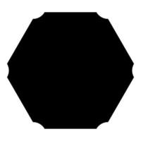 banner hexagonal seis esquinas redondeadas maqueta en blanco icono de plantilla vacía color negro ilustración vectorial imagen de estilo plano vector