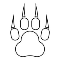 Print paw wild animal with claw track footprint predatory pawprint contour outline icon black color vector illustration flat style image