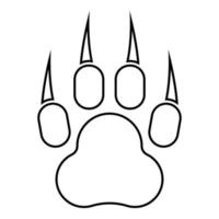 Print paw wild animal with claw track footprint predatory pawprint contour outline icon black color vector illustration flat style image